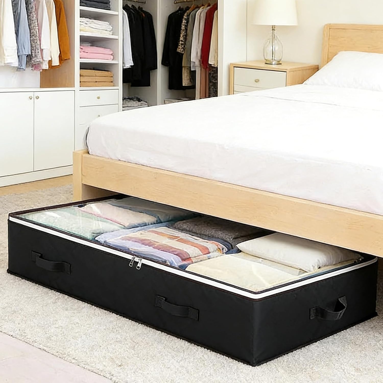 【483円】 Amazon Haul 持ち手付きベッド下収納ボックス 100cm×50cm×18cm 【送料無料】