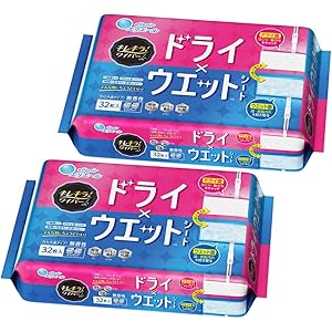 【5%OFF+20%OFF+ポイント20%】【実質992円（定期便827円）】 エリエール キレキラ! ワイパー ドライ×ウエットシート 64枚(16枚×4P)