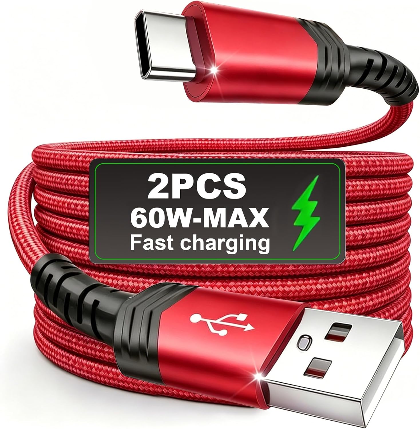 【186円】 Amazon Haul 60W USB A – USB C 高速充電ケーブル 1m 2本 【送料無料】
